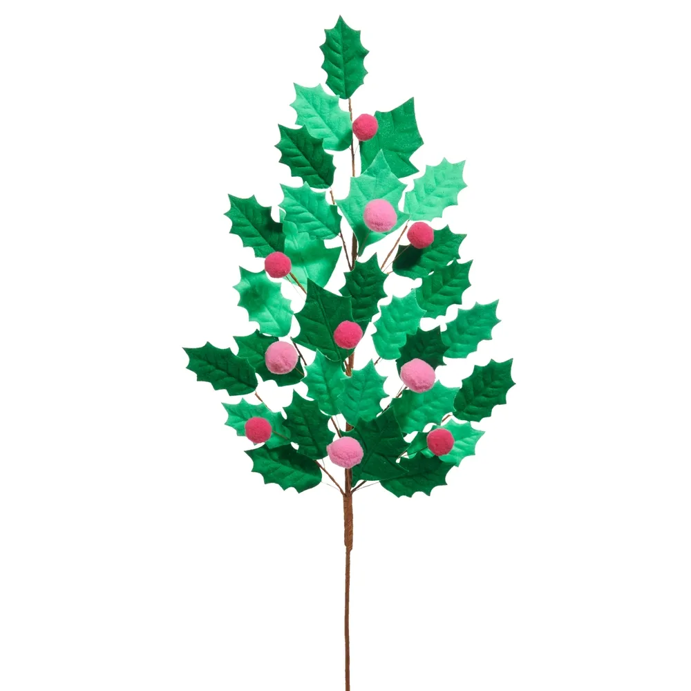 27&quot; Pink Holly Spray