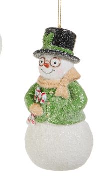 Candy Cane 5&quot; Woodland Snowman Ornament