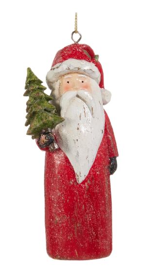 5&quot; Carved Santa w Tree Ornament
