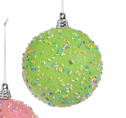 4&quot; Green Sprinkled Ball Ornament