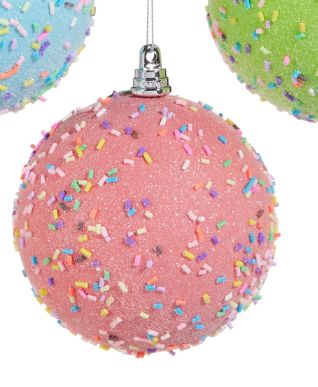 4&quot; Pink Sprinkled Ball Ornament