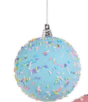 4&quot; Blue Sprinkled Ball Ornament