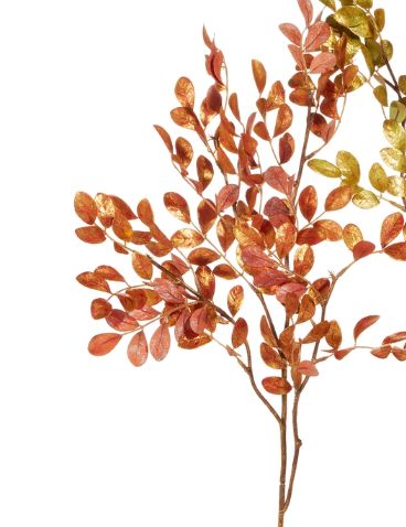 34" Metallic Orange Leaf Spray