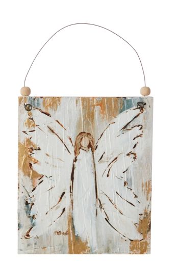 Gold/Blue 6&quot; Angel Wooden Ornament