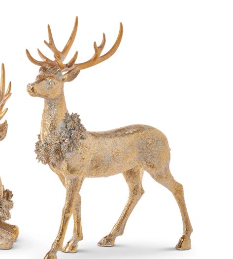 Standing Gold Deer w Wreath