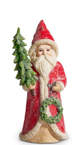Red Santa w Wreath Ornament