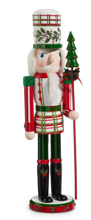 Green Hat Plaid &amp; Holly Nutcracker