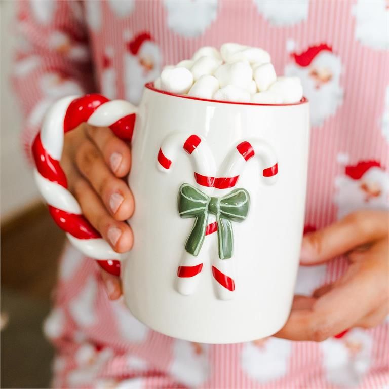 Candy Cane Sculpted Mug