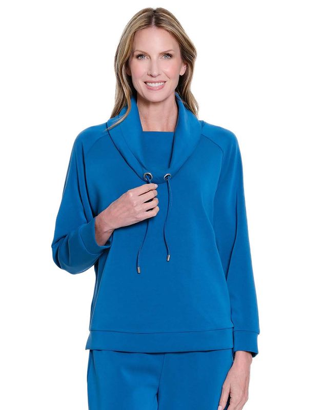 Peacok Drawstring Collar Top