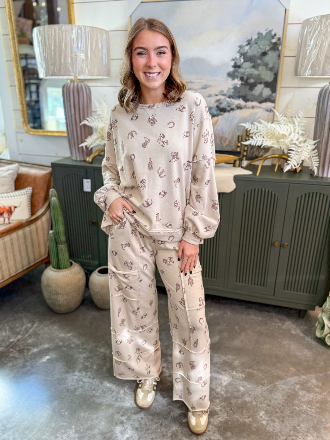 Cream Western Graphic Pant Cream Western Graphic Pant