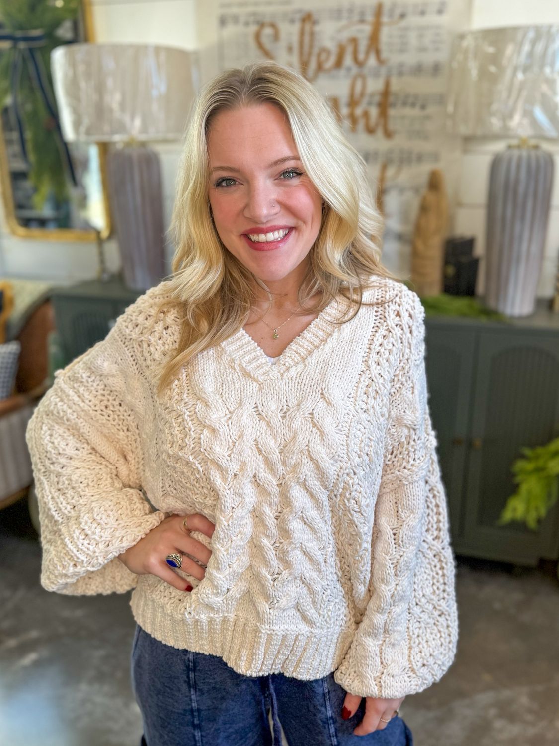 RD Cream Knitted Top