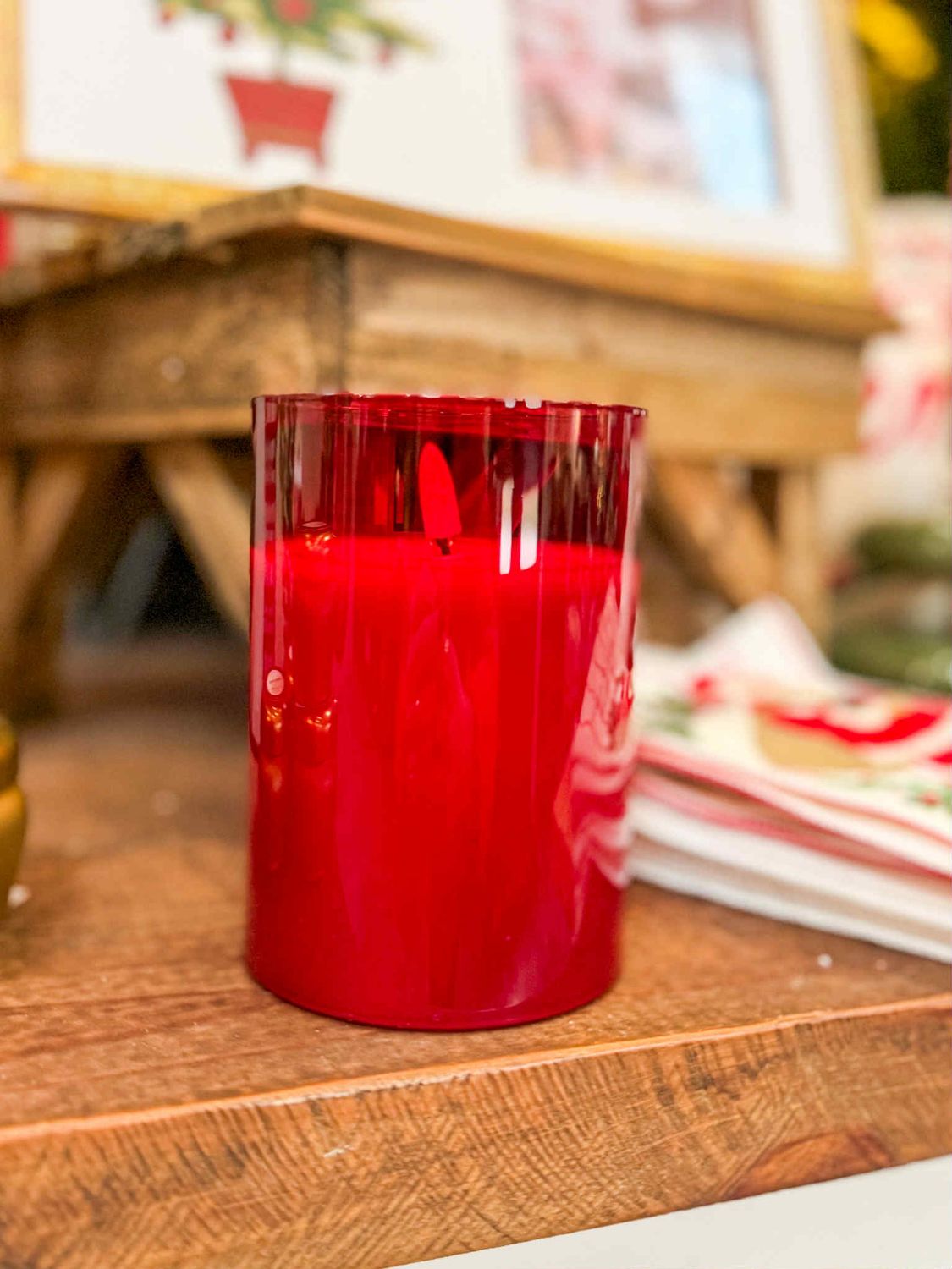 3.5" Red Glass Candle
