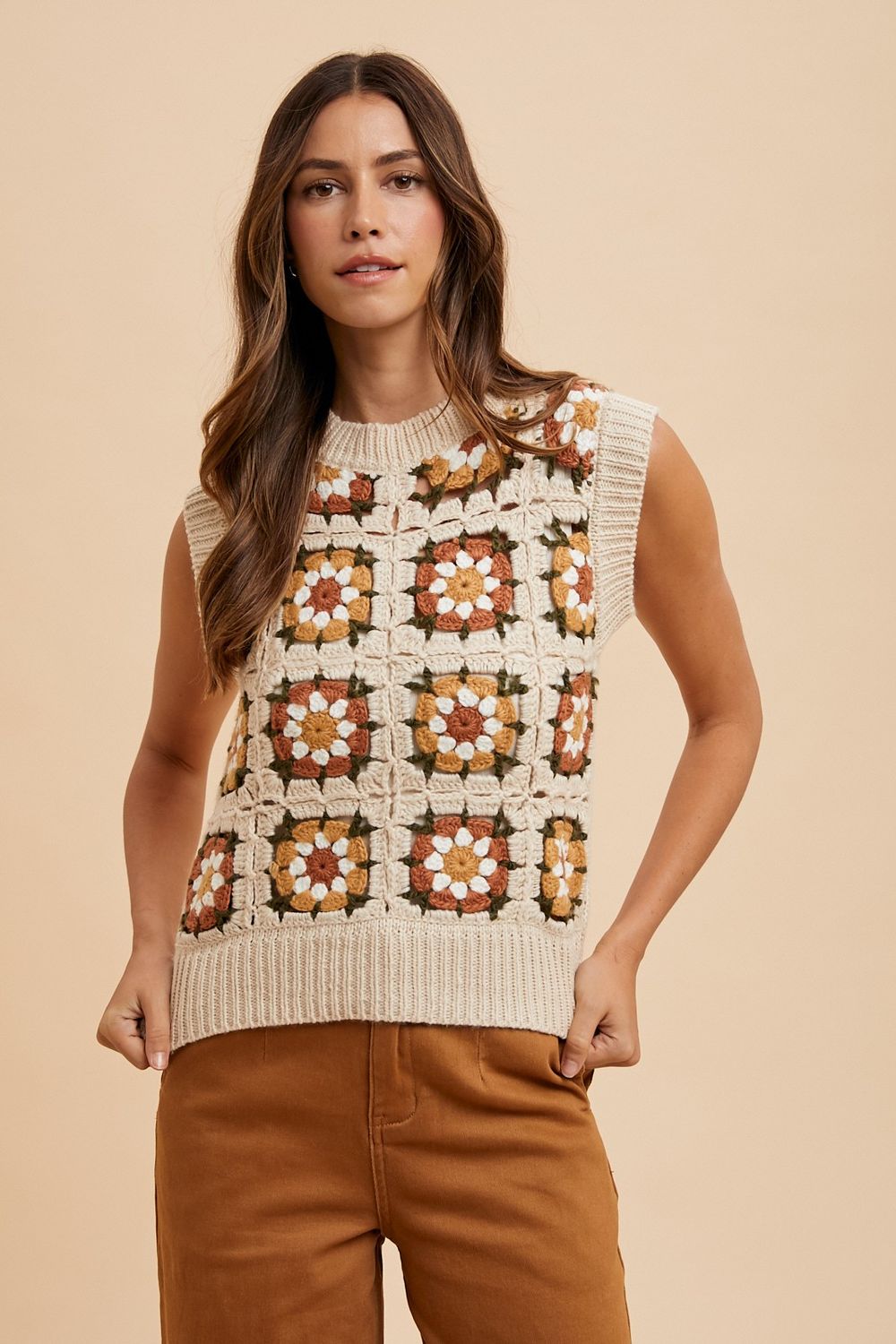 Multi Color Crochet Sweater Vest