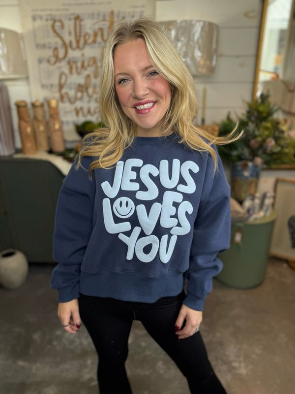 RD Smiley Jesus Loves You Sweatshirt