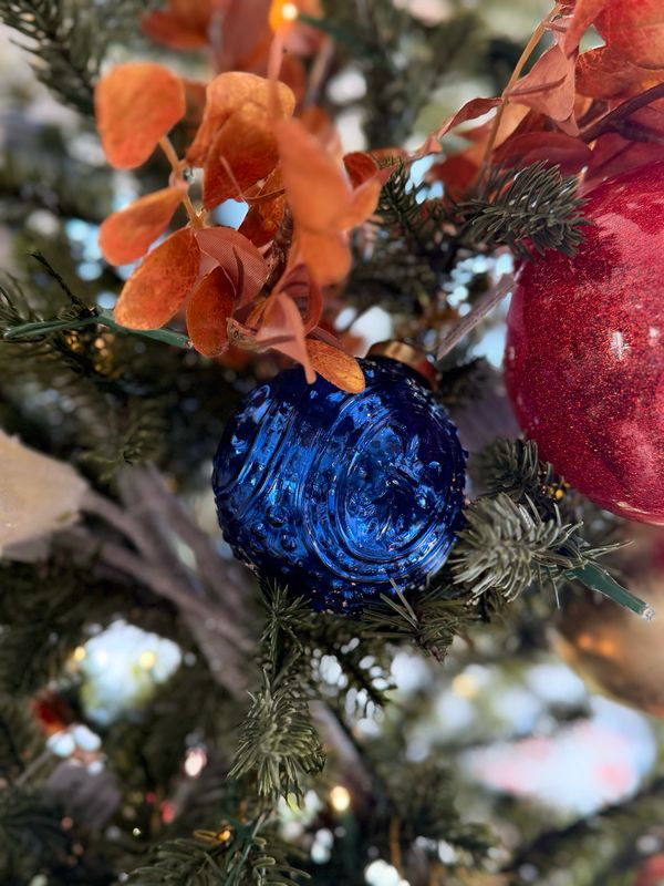 Mercury Glass Ball Ornament-Blue