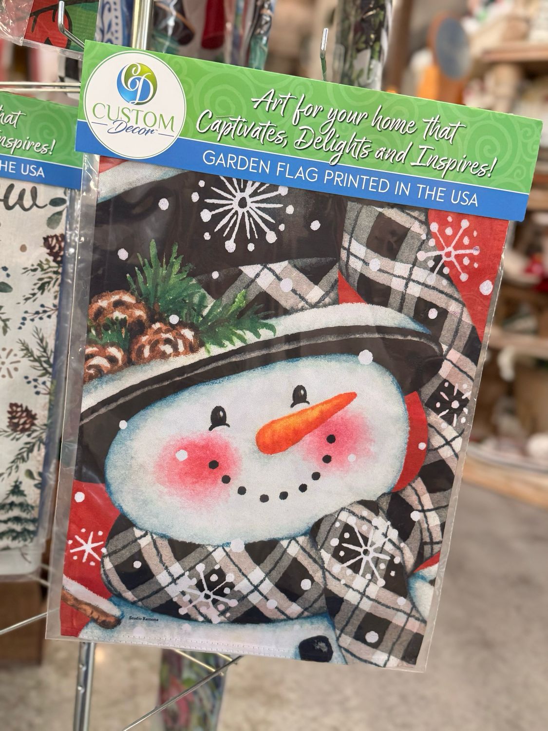 Back &amp; Red Snowman Garden Flag