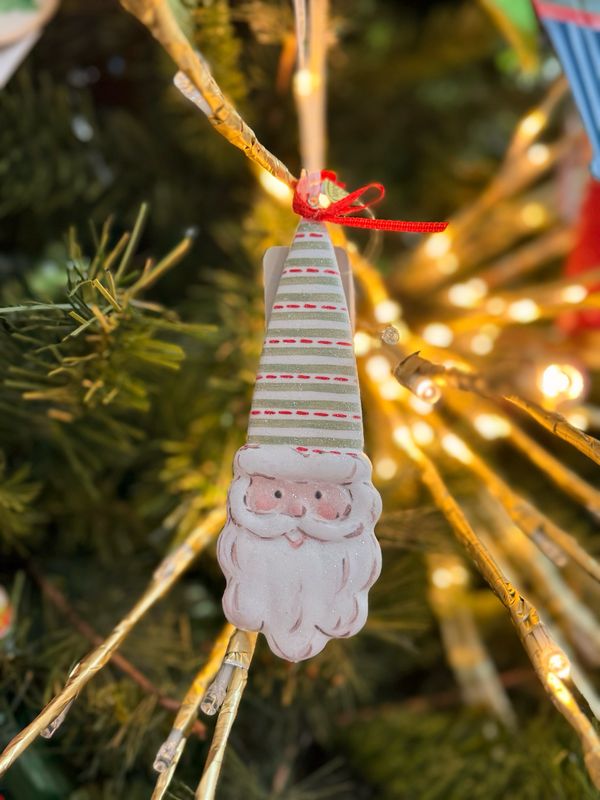 5&quot; Stripe Pattern Santa Ornament
