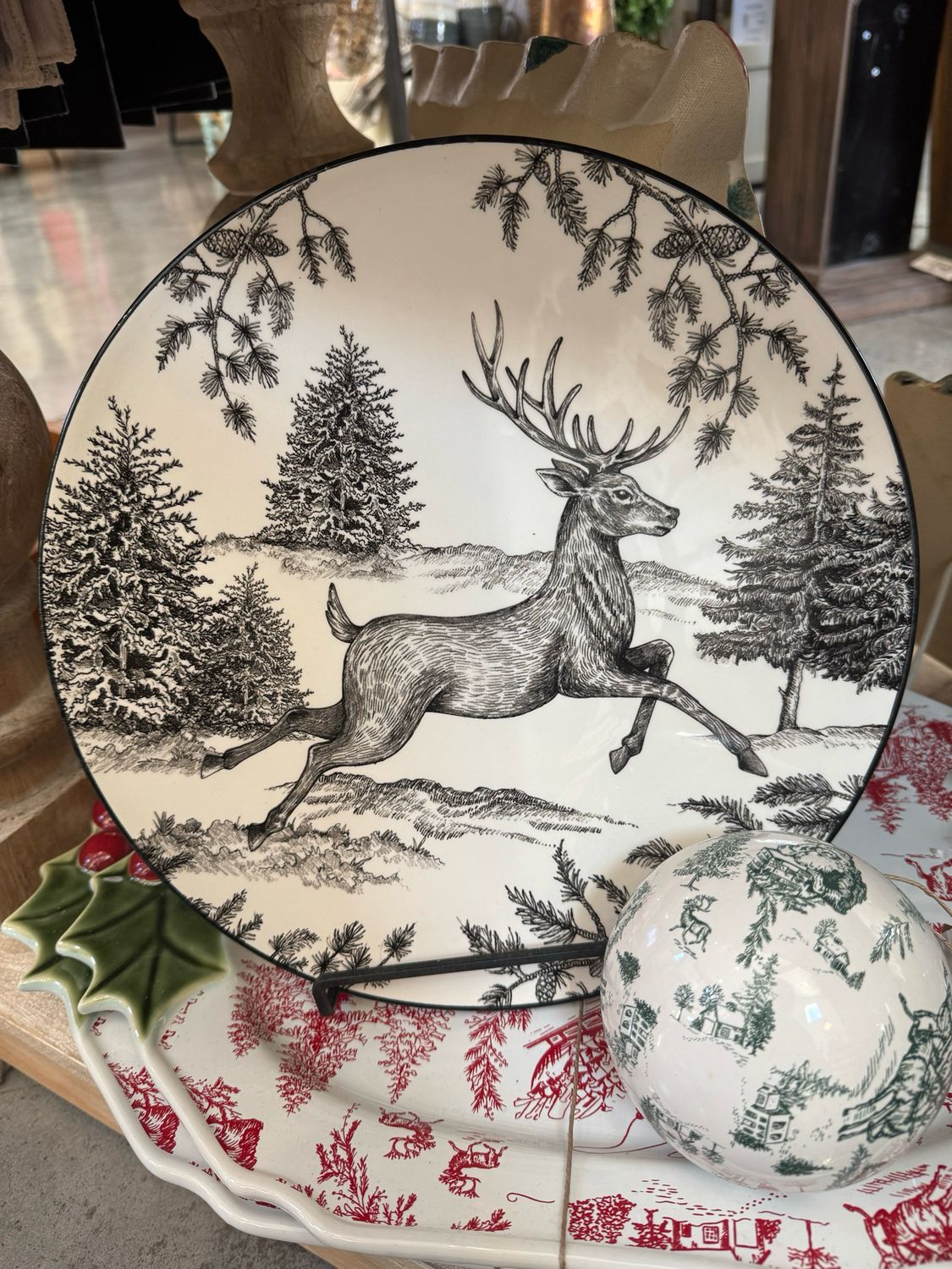 Ceramic Plate W/Running Deer