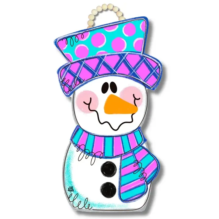 Pink Snowman Door Hanger