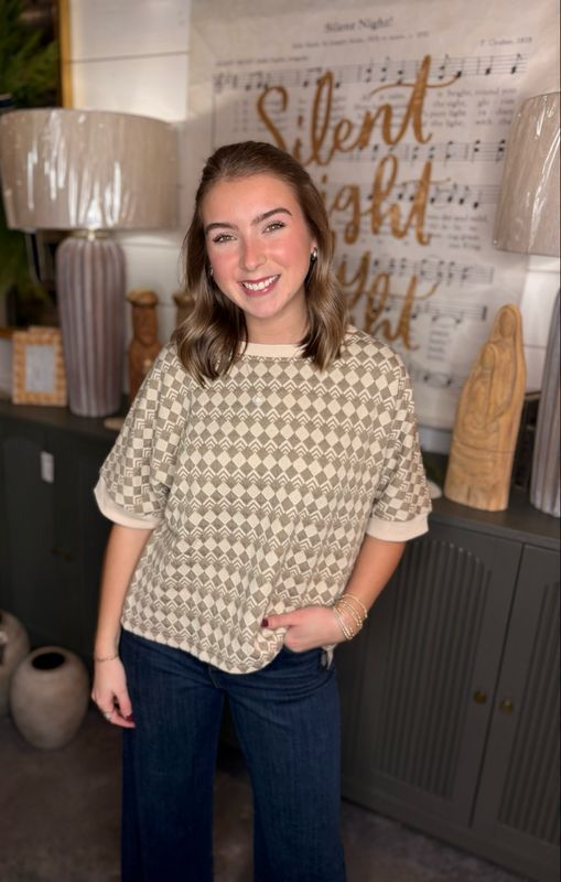 Taupe Jacquard Top