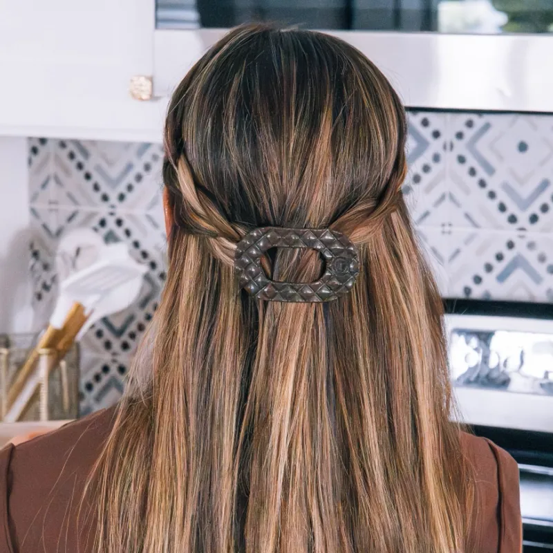 Flat Round Hair Clip-SM-Taupe