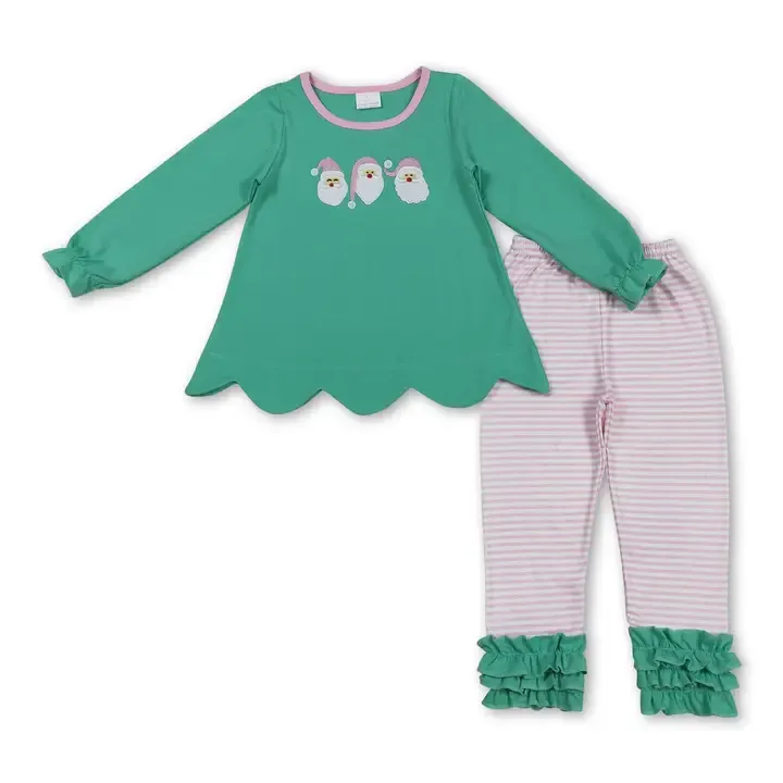 CS Santa Top Stripe Ruffle Set