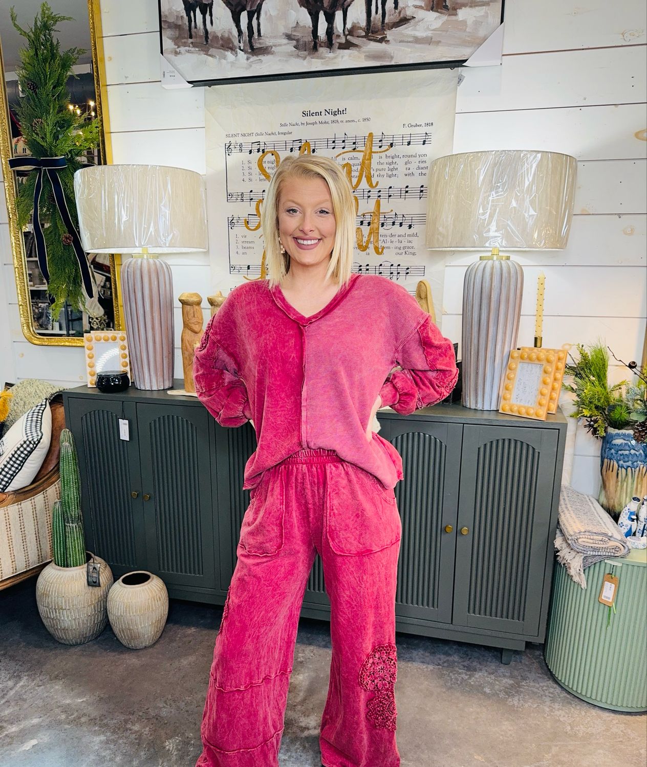 Burgundy Wide Leg Pants