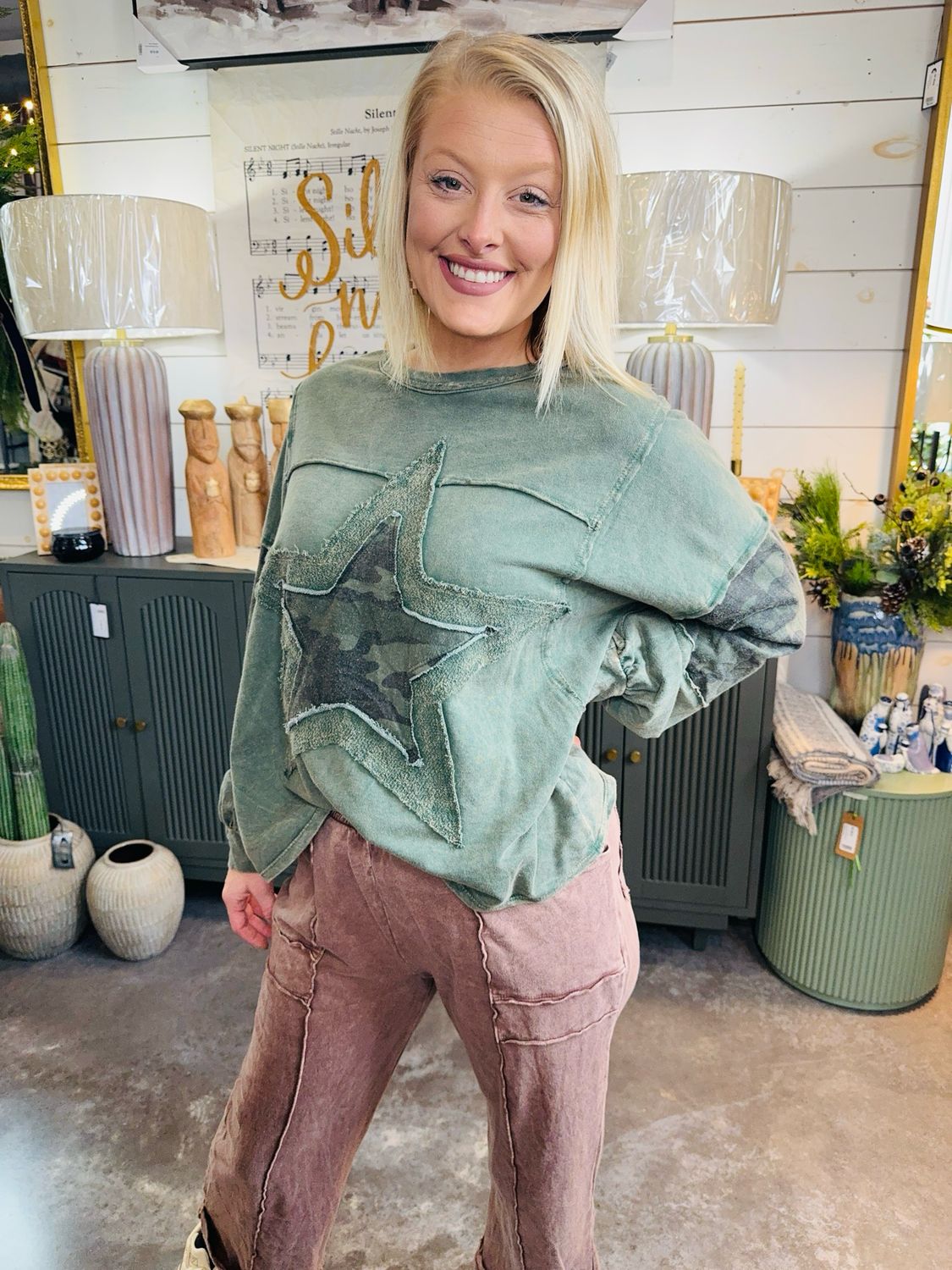 Olive Camo Star Sweatshirt