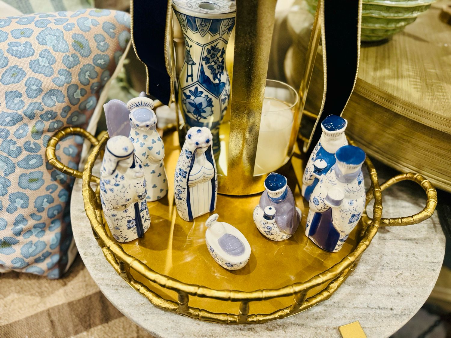 S/7 Ceramic Nativity Blue &amp; White