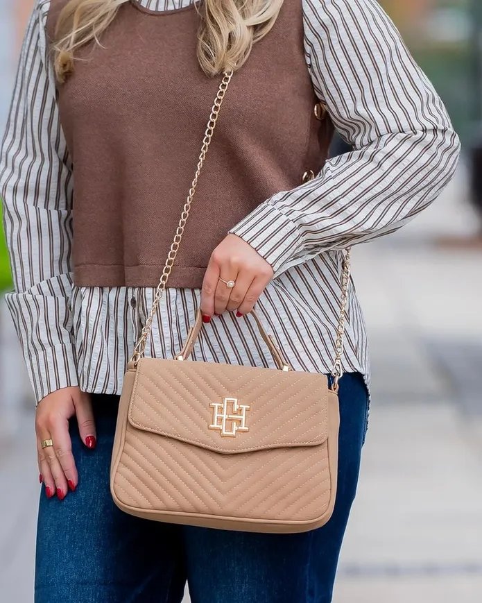 Sinclair Quilted Crossbody Latte