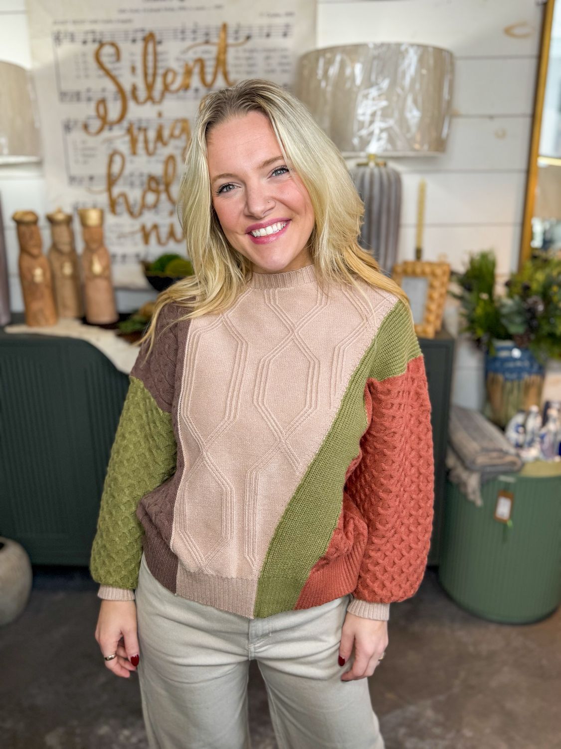 Latte Color Block Sweater