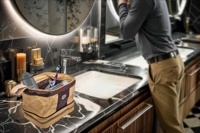 Khaki Canvas Shave Kit-TN