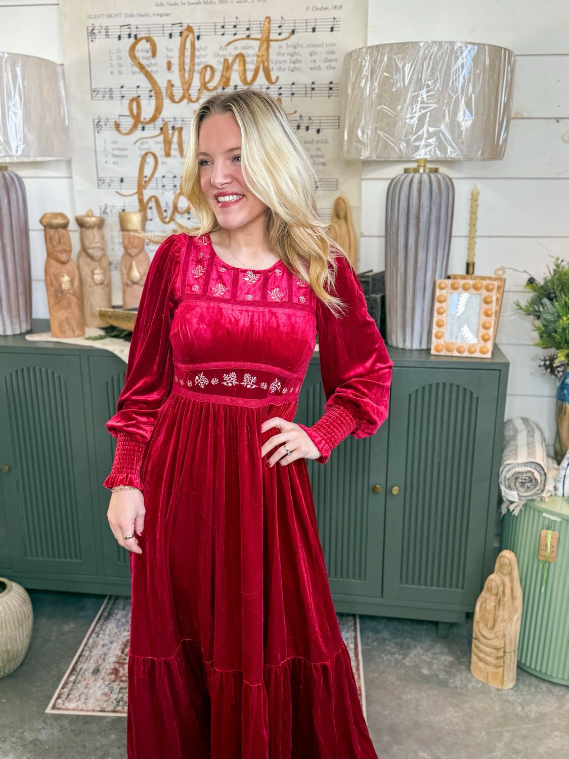 Holly Berry Velvet Midi