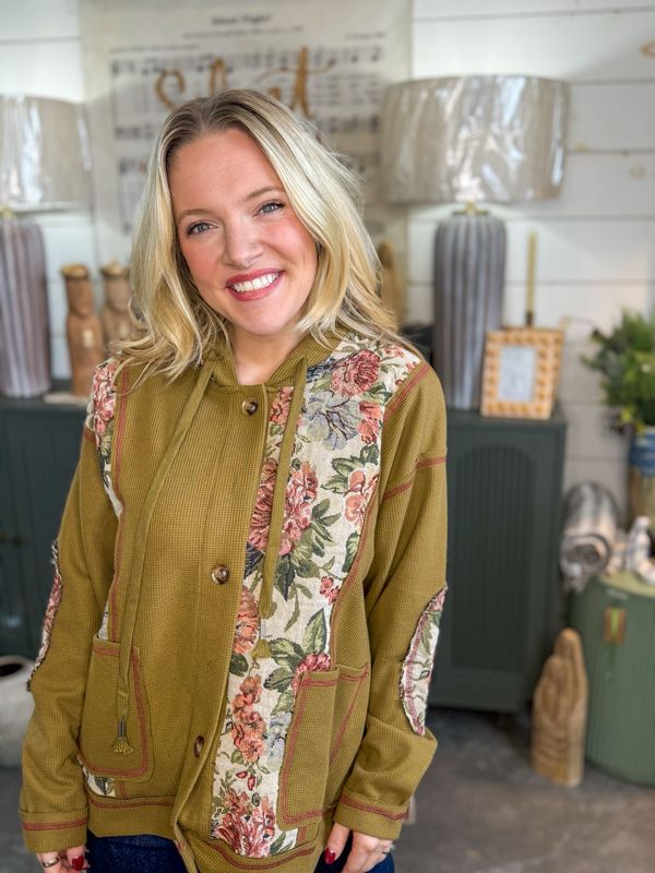 Vintage Floral Hooded Jacket