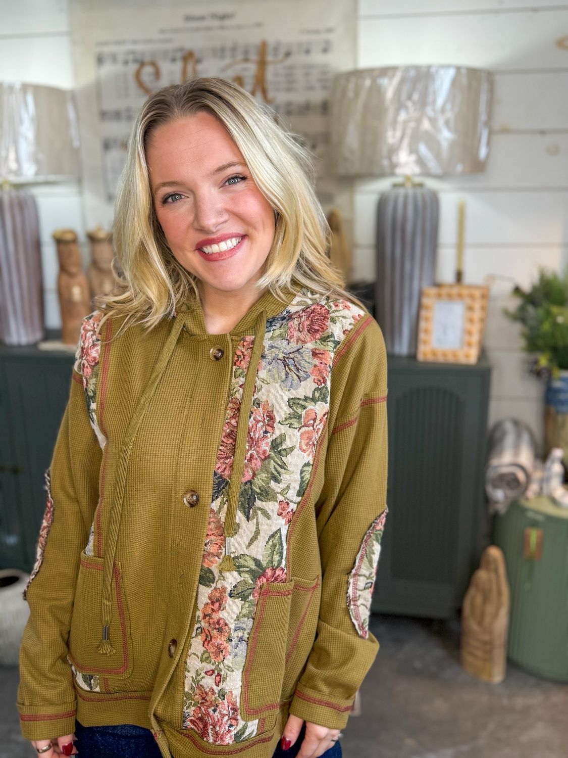 Vintage Floral Hooded Jacket