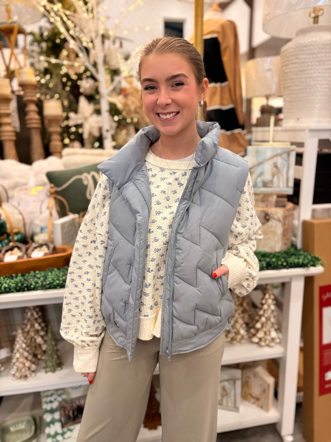 Denim Blue Quilted Vest