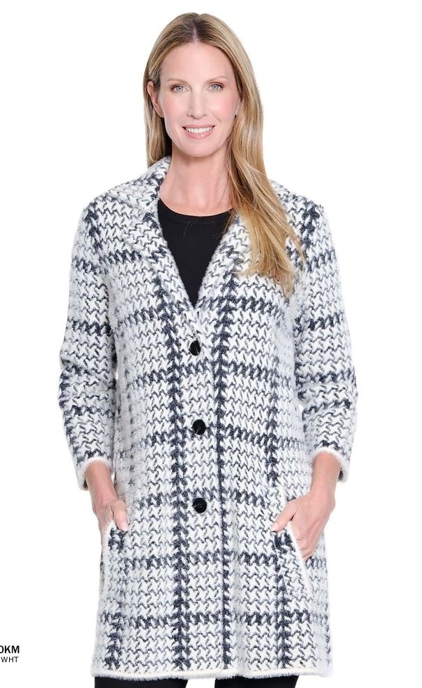 Winter White Lapel Collar Cardigan