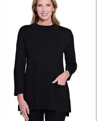 Black Hi-Lo Mock Neck Tunic