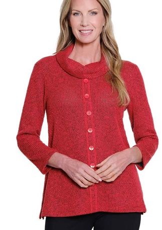 Red Cowl Collar Top