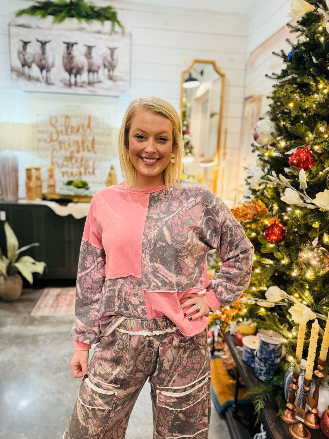 Pink Washed Camo Sweatshirt