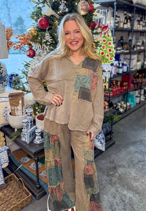 Vintage Olive Boho Patch Pant