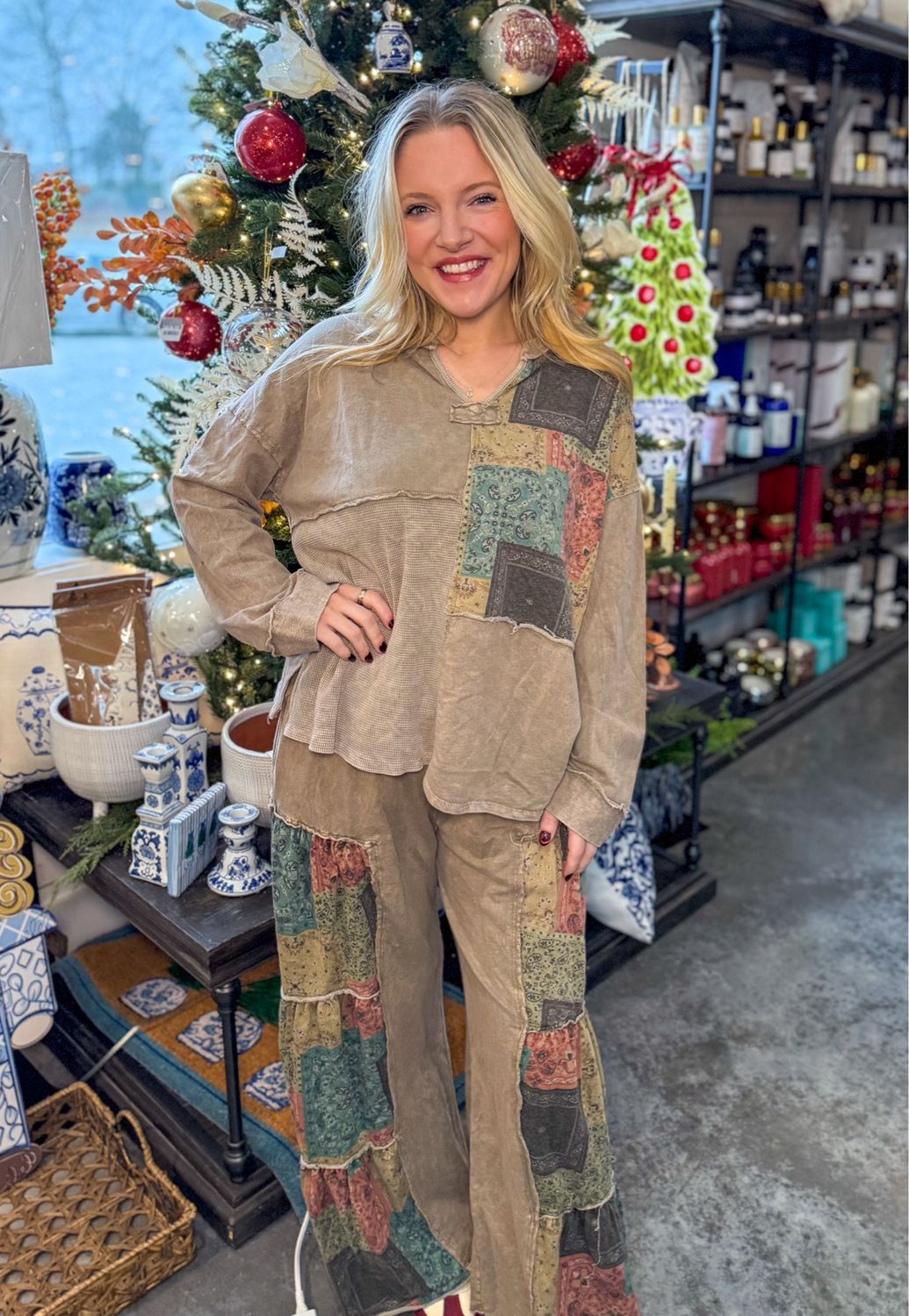 Vintage Olive Boho Patch Pant