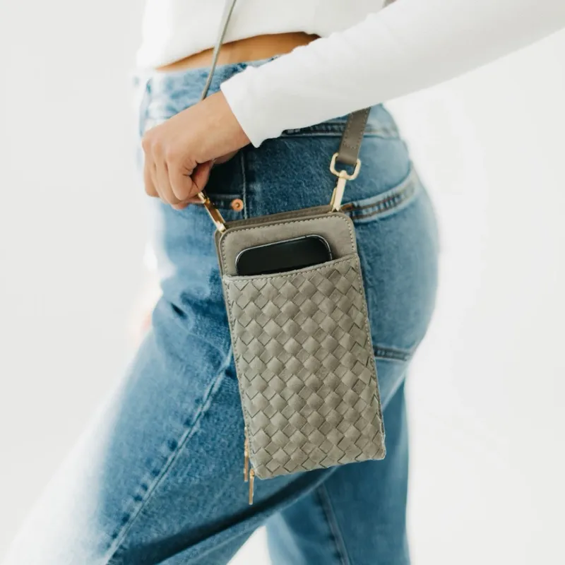 Woven Double Duty Phone Bag-Woven Gray