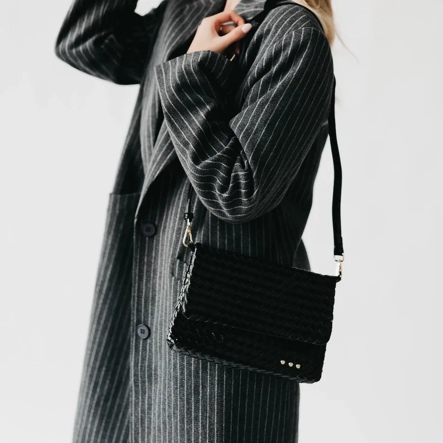 Wrenlee Woven Flap Crossbody-Black