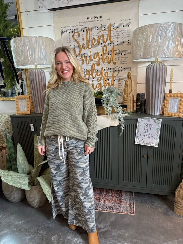 Camo Green Drawstring Pants