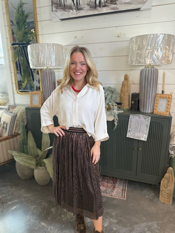 Metallic Stripe Long Skirt