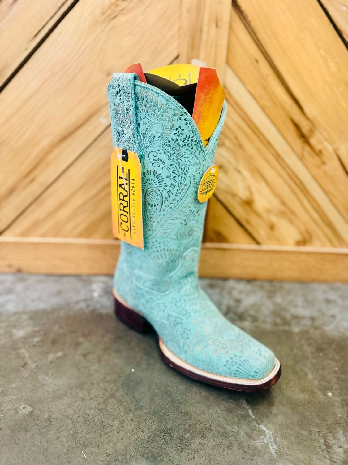 A4590-LD Turq. Staped Floral Suede