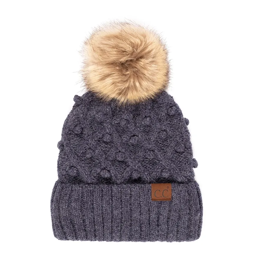 CC Pom Detail Beanie-Dark Denim