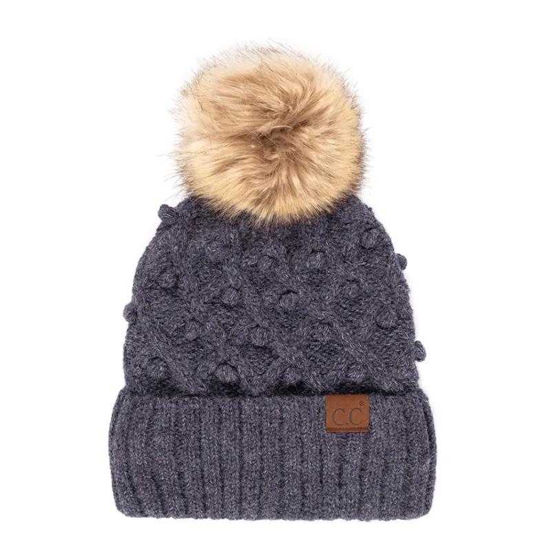 CC Pom Detail Beanie-Dark Denim