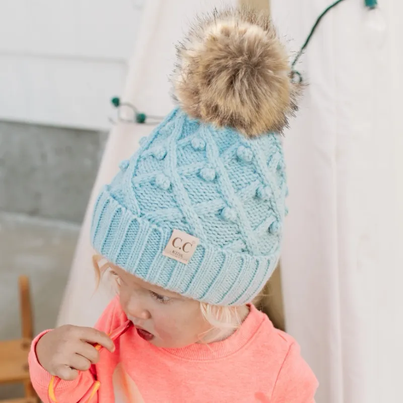 CC Kids Crafted Pom Detail Beanie-Winter Mint